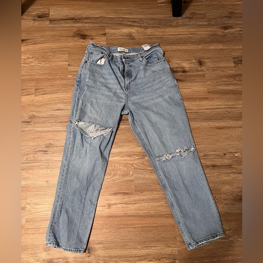 Abercrombie & Fitch Blue Boyfriend Jeans Distressed Casual